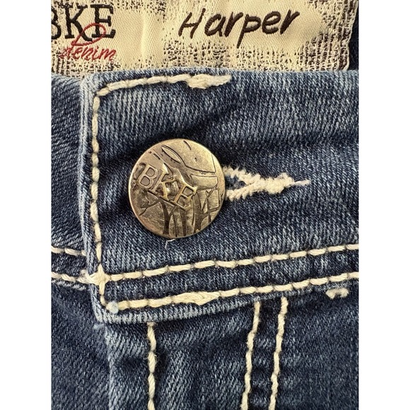 BKE Harper Capri Cropped Medium Wash Wide‎ Stiched Denim Jeans Womens 33" - Picture 4 of 7